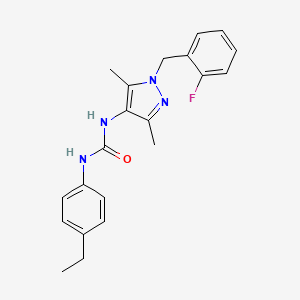 molecular formula C21H23FN4O B4603490 N-(4-ethylphenyl)-N'-[1-(2-fluorobenzyl)-3,5-dimethyl-1H-pyrazol-4-yl]urea 