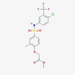 molecular formula C17H15ClF3NO5S B4603723 methyl [4-({[4-chloro-3-(trifluoromethyl)phenyl]amino}sulfonyl)-2-methylphenoxy]acetate 