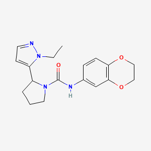 molecular formula C18H22N4O3 B4603824 N-(2,3-dihydro-1,4-benzodioxin-6-yl)-2-(1-ethyl-1H-pyrazol-5-yl)-1-pyrrolidinecarboxamide 