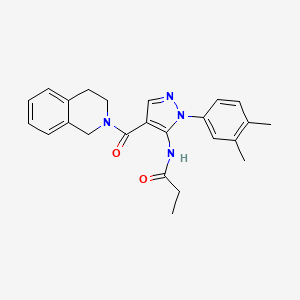 molecular formula C24H26N4O2 B4603902 N-[4-(3,4-dihydro-2(1H)-isoquinolinylcarbonyl)-1-(3,4-dimethylphenyl)-1H-pyrazol-5-yl]propanamide 