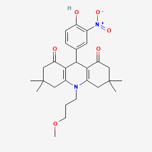 molecular formula C27H34N2O6 B4603965 9-(4-hydroxy-3-nitrophenyl)-10-(3-methoxypropyl)-3,3,6,6-tetramethyl-4,5,7,9-tetrahydro-2H-acridine-1,8-dione 