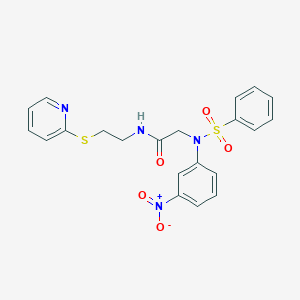 molecular formula C21H20N4O5S2 B4604062 N~2~-(3-nitrophenyl)-N~2~-(phenylsulfonyl)-N~1~-[2-(2-pyridinylthio)ethyl]glycinamide 