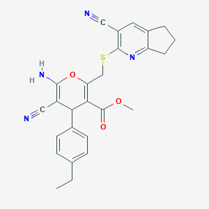 methyl 6-amino-5-cyano-2-{[(3-cyano-6,7-dihydro-5H-cyclopenta[b]pyridin-2-yl)sulfanyl]methyl}-4-(4-ethylphenyl)-4H-pyran-3-carboxylate
