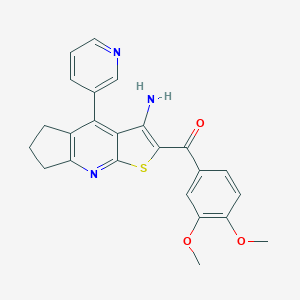molecular formula C24H21N3O3S B460410 (6-Amino-8-pyridin-3-yl-4-thia-2-azatricyclo[7.3.0.03,7]dodeca-1(9),2,5,7-tetraen-5-yl)-(3,4-dimethoxyphenyl)methanone CAS No. 488132-39-4