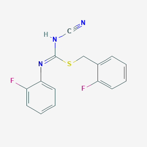 molecular formula C15H11F2N3S B460413 2-fluorobenzyl N'-cyano-N-(2-fluorophenyl)carbamimidothioate CAS No. 445385-34-2