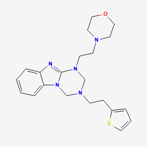 molecular formula C21H27N5OS B4604138 1-[2-(Morpholin-4-yl)ethyl]-3-[2-(thiophen-2-yl)ethyl]-1,2,3,4-tetrahydro[1,3,5]triazino[1,2-a]benzimidazole 