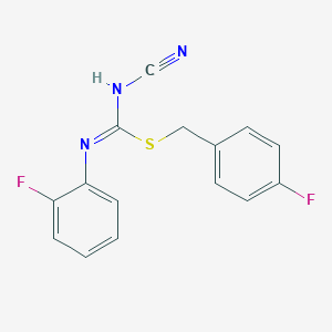 4-fluorobenzyl N'-cyano-N-(2-fluorophenyl)carbamimidothioate