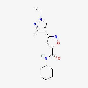 molecular formula C16H24N4O2 B4604172 N-cyclohexyl-3-(1-ethyl-3-methyl-1H-pyrazol-4-yl)-4,5-dihydro-5-isoxazolecarboxamide 