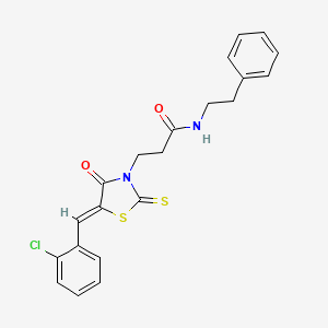 molecular formula C21H19ClN2O2S2 B4604188 3-[5-(2-chlorobenzylidene)-4-oxo-2-thioxo-1,3-thiazolidin-3-yl]-N-(2-phenylethyl)propanamide 