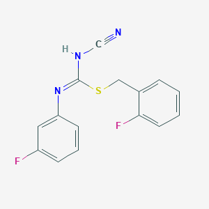 2-fluorobenzyl N'-cyano-N-(3-fluorophenyl)carbamimidothioate