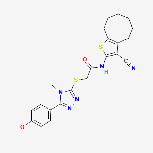 molecular formula C23H25N5O2S2 B4604278 N-(3-cyano-4,5,6,7,8,9-hexahydrocycloocta[b]thien-2-yl)-2-{[5-(4-methoxyphenyl)-4-methyl-4H-1,2,4-triazol-3-yl]thio}acetamide 