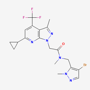 molecular formula C19H20BrF3N6O B4604432 N~1~-[(4-BROMO-1-METHYL-1H-PYRAZOL-5-YL)METHYL]-2-[6-CYCLOPROPYL-3-METHYL-4-(TRIFLUOROMETHYL)-1H-PYRAZOLO[3,4-B]PYRIDIN-1-YL]-N~1~-METHYLACETAMIDE 