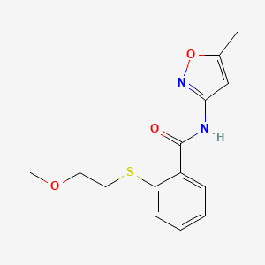 molecular formula C14H16N2O3S B4604590 2-[(2-methoxyethyl)sulfanyl]-N-(5-methyl-1,2-oxazol-3-yl)benzamide 
