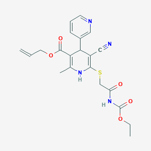 molecular formula C21H22N4O5S B460618 prop-2-en-1-yl 5'-cyano-6'-({2-[(ethoxycarbonyl)amino]-2-oxoethyl}sulfanyl)-2'-methyl-1',4'-dihydro-3,4'-bipyridine-3'-carboxylate CAS No. 445391-36-6
