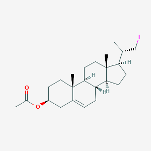 molecular formula C24H37IO2 B046066 [(3S,8S,9S,10R,13S,14S,17R)-17-[(2S)-1-Iodopropan-2-yl]-10,13-dimethyl-2,3,4,7,8,9,11,12,14,15,16,17-dodecahydro-1H-cyclopenta[a]phenanthren-3-yl] acetate CAS No. 129779-43-7