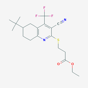 molecular formula C20H25F3N2O2S B460678 Ethyl 3-[[6-tert-butyl-3-cyano-4-(trifluoromethyl)-5,6,7,8-tetrahydroquinolin-2-yl]sulfanyl]propanoate 