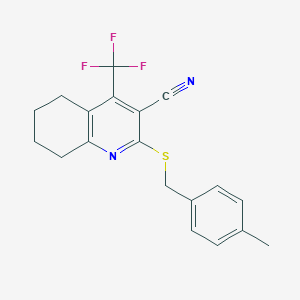 molecular formula C19H17F3N2S B460693 2-{[(4-methylphenyl)methyl]sulfanyl}-4-(trifluoromethyl)-5,6,7,8-tetrahydroquinoline-3-carbonitrile CAS No. 626227-69-8