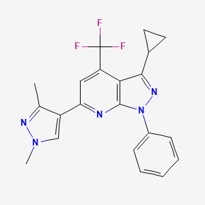molecular formula C21H18F3N5 B4608269 3-cyclopropyl-6-(1,3-dimethyl-1H-pyrazol-4-yl)-1-phenyl-4-(trifluoromethyl)-1H-pyrazolo[3,4-b]pyridine CAS No. 1005573-28-3