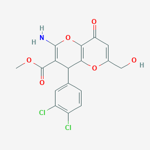 molecular formula C17H13Cl2NO6 B460830 methyl 2-amino-4-(3,4-dichlorophenyl)-6-(hydroxymethyl)-8-oxo-4H,8H-pyrano[3,2-b]pyran-3-carboxylate CAS No. 825602-71-9