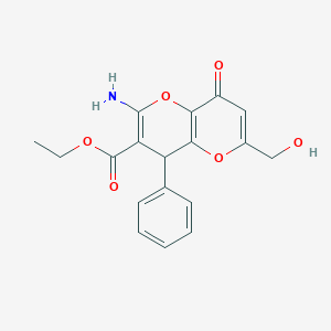 molecular formula C18H17NO6 B460837 Ethyl 2-amino-6-(hydroxymethyl)-8-oxo-4-phenyl-4,8-dihydropyrano[3,2-b]pyran-3-carboxylate 