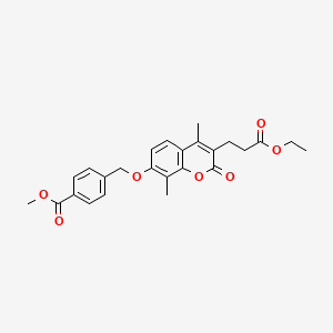 molecular formula C25H26O7 B4608425 methyl 4-({[3-(3-ethoxy-3-oxopropyl)-4,8-dimethyl-2-oxo-2H-chromen-7-yl]oxy}methyl)benzoate 