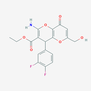 molecular formula C18H15F2NO6 B460844 Ethyl 2-amino-4-(3,4-difluorophenyl)-6-(hydroxymethyl)-8-oxo-4,8-dihydropyrano[3,2-b]pyran-3-carboxylate CAS No. 664999-75-1