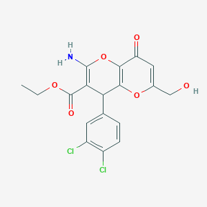 molecular formula C18H15Cl2NO6 B460846 ethyl 2-amino-4-(3,4-dichlorophenyl)-6-(hydroxymethyl)-8-oxo-4H,8H-pyrano[3,2-b]pyran-3-carboxylate CAS No. 664999-77-3