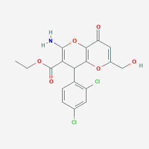 molecular formula C18H15Cl2NO6 B460852 Ethyl 2-amino-4-(2,4-dichlorophenyl)-6-(hydroxymethyl)-8-oxo-4,8-dihydropyrano[3,2-b]pyran-3-carboxylate CAS No. 825602-77-5