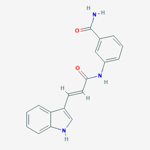 molecular formula C18H15N3O2 B046086 3-[[(E)-3-(1H-indol-3-yl)prop-2-enoyl]amino]benzamide CAS No. 1418131-46-0