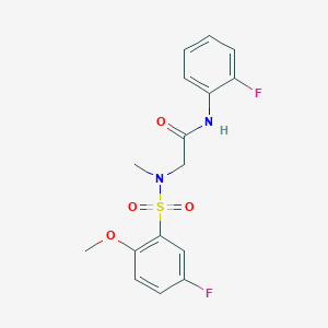 molecular formula C16H16F2N2O4S B4608801 N-(2-FLUOROPHENYL)-2-(N-METHYL5-FLUORO-2-METHOXYBENZENESULFONAMIDO)ACETAMIDE 