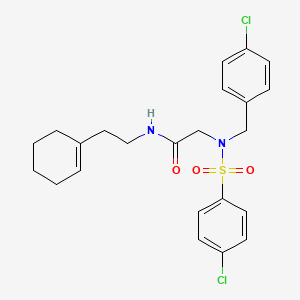 molecular formula C23H26Cl2N2O3S B4608991 N~2~-(4-chlorobenzyl)-N~2~-[(4-chlorophenyl)sulfonyl]-N-[2-(cyclohex-1-en-1-yl)ethyl]glycinamide 