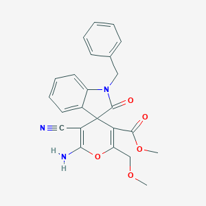 molecular formula C24H21N3O5 B460905 methyl 6-amino-5-cyano-2-(methoxymethyl)-4H-pyran-3-carboxylate-4-spiro-3'-(1'-benzyl-1',3'-dihydro-2'H-indol-2'-one) 