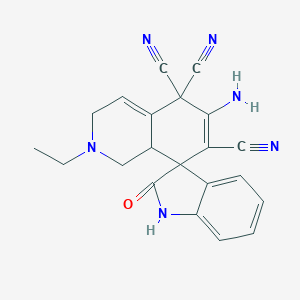 molecular formula C21H18N6O B460915 6-amino-2-ethyl-2,3,8,8a-tetrahydro-5,5,7(1H)-isoquinolinetricarbonitrile-8-spiro-3'-(1',3'-dihydro-2'H-indol-2'-one) 