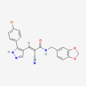 molecular formula C21H15BrN4O3 B4609187 N-(1,3-benzodioxol-5-ylmethyl)-3-[3-(4-bromophenyl)-1H-pyrazol-4-yl]-2-cyanoacrylamide 