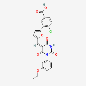 molecular formula C24H17ClN2O7 B4609290 4-CHLORO-3-(5-{[1-(3-ETHOXYPHENYL)-2,4,6-TRIOXOTETRAHYDRO-5(2H)-PYRIMIDINYLIDEN]METHYL}-2-FURYL)BENZOIC ACID 