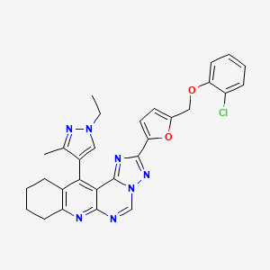 molecular formula C29H26ClN7O2 B4609296 13-[5-[(2-chlorophenoxy)methyl]furan-2-yl]-9-(1-ethyl-3-methylpyrazol-4-yl)-2,12,14,15,17-pentazatetracyclo[8.7.0.03,8.011,15]heptadeca-1,3(8),9,11,13,16-hexaene 