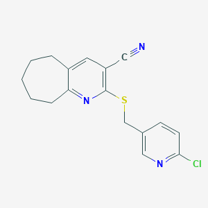 molecular formula C17H16ClN3S B460934 2-{[(6-chloropyridin-3-yl)methyl]sulfanyl}-5H,6H,7H,8H,9H-cyclohepta[b]pyridine-3-carbonitrile CAS No. 674805-51-7