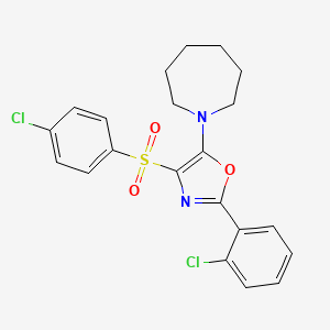 molecular formula C21H20Cl2N2O3S B4609375 1-[4-(4-CHLOROBENZENESULFONYL)-2-(2-CHLOROPHENYL)-1,3-OXAZOL-5-YL]AZEPANE 