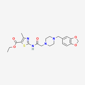 molecular formula C21H26N4O5S B4609467 ETHYL 2-(2-{4-[(2H-1,3-BENZODIOXOL-5-YL)METHYL]PIPERAZIN-1-YL}ACETAMIDO)-4-METHYL-1,3-THIAZOLE-5-CARBOXYLATE 
