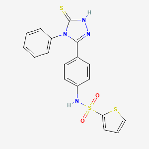 molecular formula C18H14N4O2S3 B4609475 N-[4-(4-phenyl-5-thioxo-4,5-dihydro-1H-1,2,4-triazol-3-yl)phenyl]-2-thiophenesulfonamide 