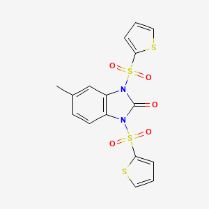 molecular formula C16H12N2O5S4 B4609510 5-METHYL-1,3-BIS(THIOPHENE-2-SULFONYL)-2,3-DIHYDRO-1H-1,3-BENZODIAZOL-2-ONE 