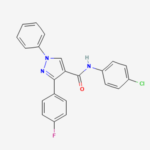 molecular formula C22H15ClFN3O B4609586 N-(4-chlorophenyl)-3-(4-fluorophenyl)-1-phenylpyrazole-4-carboxamide 