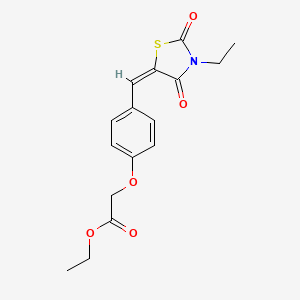 molecular formula C16H17NO5S B4609655 ethyl {4-[(E)-(3-ethyl-2,4-dioxo-1,3-thiazolidin-5-ylidene)methyl]phenoxy}acetate 