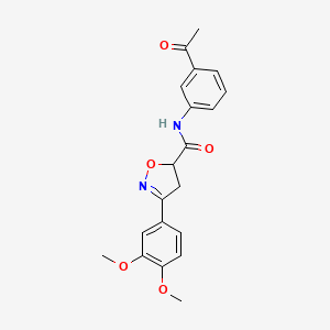 molecular formula C20H20N2O5 B4609739 N-(3-acetylphenyl)-3-(3,4-dimethoxyphenyl)-4,5-dihydro-1,2-oxazole-5-carboxamide 