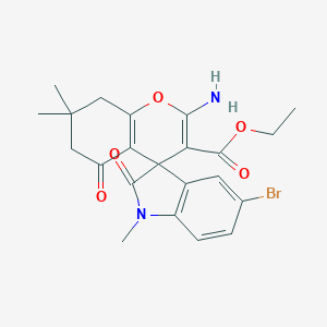 molecular formula C22H23BrN2O5 B460989 ethyl 2-amino-5'-bromo-1',7,7-trimethyl-2',5-dioxo-1',3',5,6,7,8-hexahydrospiro[4H-chromene-4,3'-(2'H)-indole]-3-carboxylate 