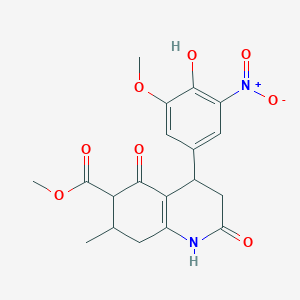 molecular formula C19H20N2O8 B4609975 Methyl 4-(4-hydroxy-3-methoxy-5-nitrophenyl)-7-methyl-2,5-dioxo-1,2,3,4,5,6,7,8-octahydroquinoline-6-carboxylate 