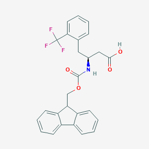 molecular formula C26H22F3NO4 B046100 (S)-3-((((9H-Fluoren-9-yl)methoxy)carbonyl)amino)-4-(2-(trifluoromethyl)phenyl)butanoic acid CAS No. 270065-75-3