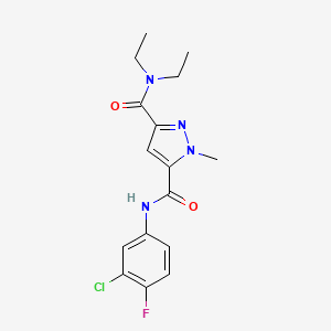 molecular formula C16H18ClFN4O2 B4610021 N-(3-CHLORO-4-FLUOROPHENYL)-N,N-DIETHYL-1-METHYL-1H-PYRAZOLE-3,5-DICARBOXAMIDE 