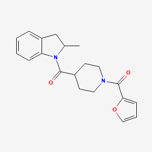 molecular formula C20H22N2O3 B4610227 furan-2-yl{4-[(2-methyl-2,3-dihydro-1H-indol-1-yl)carbonyl]piperidin-1-yl}methanone 