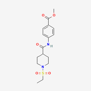 molecular formula C16H22N2O5S B4610237 Methyl 4-({[1-(ethylsulfonyl)piperidin-4-yl]carbonyl}amino)benzoate 